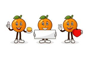 Orange fruit cartoon character design collection vector