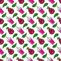 Dragon fruit juice seamless pattern background illustration vector
