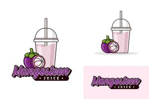 mangostán jugo bebida logo diseño ilustración colección vector