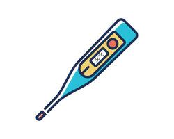 Digital thermometer icon over white background, line and fill style, vector illustration