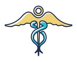 caduceo médico símbolo icono terminado blanco antecedentes vistoso diseño vector ilustración