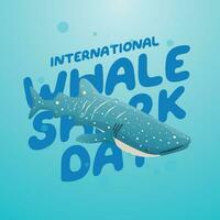 International whale shark day design template good for celebration. whale shark vector illustration. flat design. banner template. eps 10.