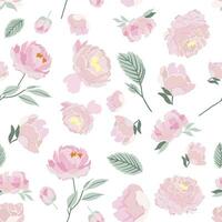 Pink seamless pattern with peony for background vector