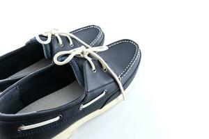 Leather blue color man shoes photo