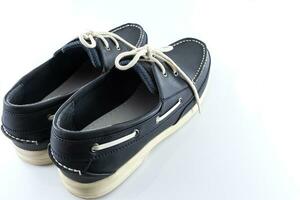 Leather blue color man shoes photo