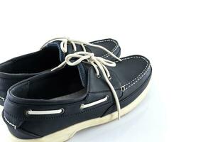 Leather blue color man shoes photo