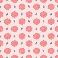 Seamless pattern with pink color roses and leaves background. Floral repeat pattern vector illustration