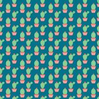 Seamless pattern with potted cactus on blue background vector illustration