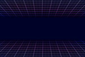 Retro perspective grid landscape background. Abstract futuristic digital 80s, 90s style vector