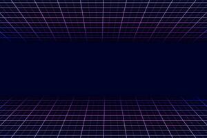 Retro perspective grid landscape background. Abstract futuristic digital 80s, 90s style vector