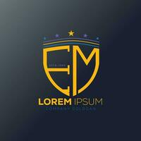 EM letter security shield modern logo design vector