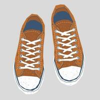 a pair of sneakers,top view,flat style, nostalgic realism vector