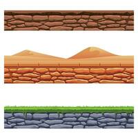 Seamless Landscape Elements Set in 2d Game Style vector