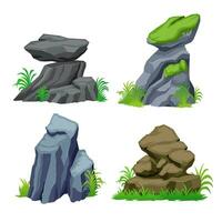 Stone Cartoon Collection Set With Different Texture vector