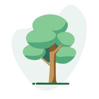 A tree with a green leaf on it. Flat illustration. Single tree icon from the big tree collection. vector