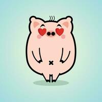 Pig Love Cartoon Character Free Vector Design