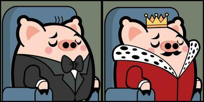 Gentle Pig Cartoon Character Free Vector Illustrations