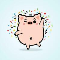 Happy Pig Mascot Cartoon Character Free Vector Design