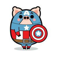 Captain America Cartoon Character Free Vector Illustrations