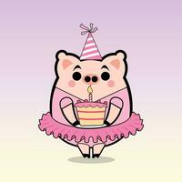 Birthday Girl Free Cartoon Character vector