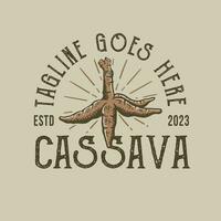 hand drawn cassava vintage logo vector