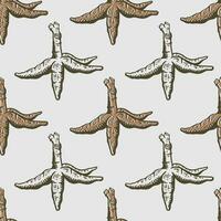 hand drawn cassava vintage seamless pattern vector