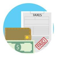 Taxes paid, money saved icon flat. Savings and save money concept, vector illustration