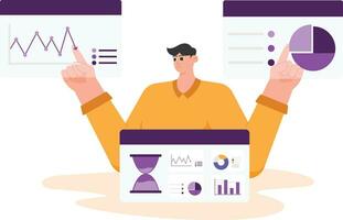 Digital Data Analyst Project Management Illustration vector