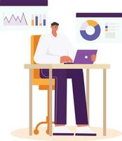 A Man Who Is Managing Company Project Data Illustration vector