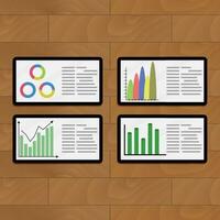 Business modern presentation, vector statistical data on digital tablets illustration