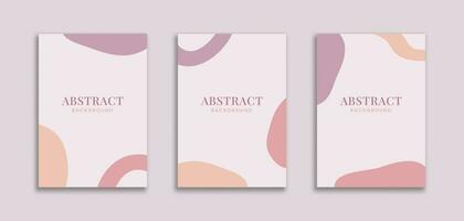 Set of 3 Cute Vertical Background A4 with Blob Organic Shape Purple Pastel Color. Minimalist style for banner, pamphlet, poster, frame, border, presentation, flyer, cover book, ad, stories, invitation vector