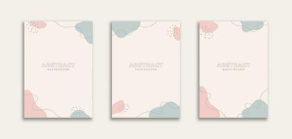 conjunto de 3 linda resumen antecedentes con gota rosado azul color pastel tema. fluido estilo para pancartas, folleto, póster, marco, borde, presentaciones, volantes, anuncios, promoción vector