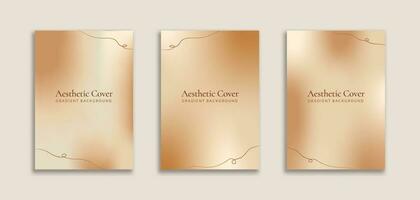 Set of 3 Luxury Banner Background A4 with Golden Gradient and Linear Frame. Dynamic style for banners, pamphlet, poster, frame, border, presentations, flyers, advertising, social media stories vector