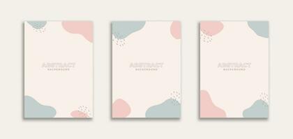 Set of 3 Cute Abstract Background with Blob Pink Blue Color Pastel Theme. Fluid style for banners, pamphlet, poster, frame, border, presentations, flyers, ads, promotion vector