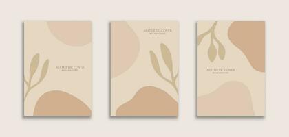 Set of 3 Beautiful Cover Background A4 with Blob and Leaf Object. Dynamic style for banner, pamphlet, poster, frame, border, presentation, flyers, cover book, ads, wedding invitation, social media vector