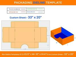 13.5x10x4 inch Standard Tray Box Dieline Template vector