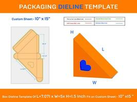 Triangel Heart Display Gift Box Dieline 7.071x5x1.5 inch vector