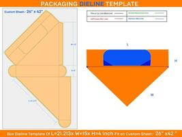 Triangel Display Gift Box 21.213x15x4 inch, Dieline Template vector