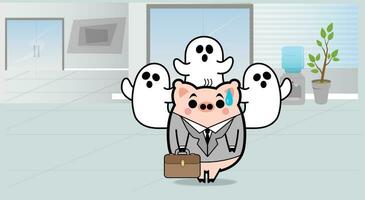 Ghost Pig Cartoon Character Free Vector Illustrations