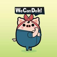 we can do it pig cartoon character free vector