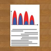 Document with wave color chart. Statistic infographic economic, vector illustration