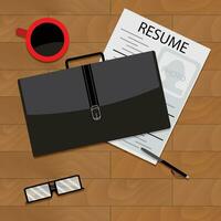 Job search top view. Career and resume job seeker and application, vector illustration