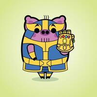 Thanos Pig Cartoon Character Free Vector Illustrations