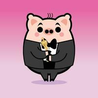 Oscar Pig Cartoon Character Free Vector Illustrations