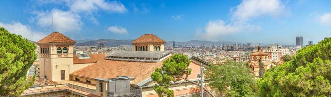 Panoramic view over the city of Barcelona from Jardins Miramar in 2013 photo