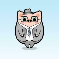 Gentle Pig Cartoon Character Free Vector Illustrations