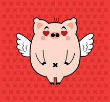 Cupido dibujos animados cerdo gratis vector diseño