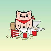 Digital Pig Cartoon Character Free Vector Illustrations