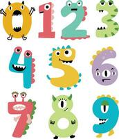 Set Collection Cartoon Monster Number Character vector Illustration