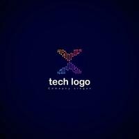 Creative Letter X logo design with point or dot symbol, Letter x logo gradient design, Geometric Arrow Shape with Pixel Dots Halftone Origami Style. Usable for Business and Technology Logos. Flat logo vector